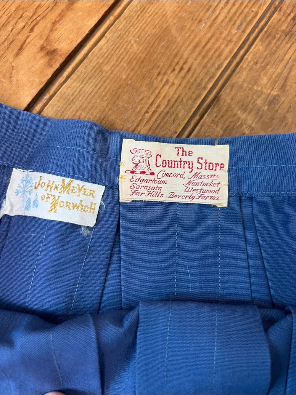 Vintage 70s Classic Skirt high quality Pleated Blue cotton Midi size medium